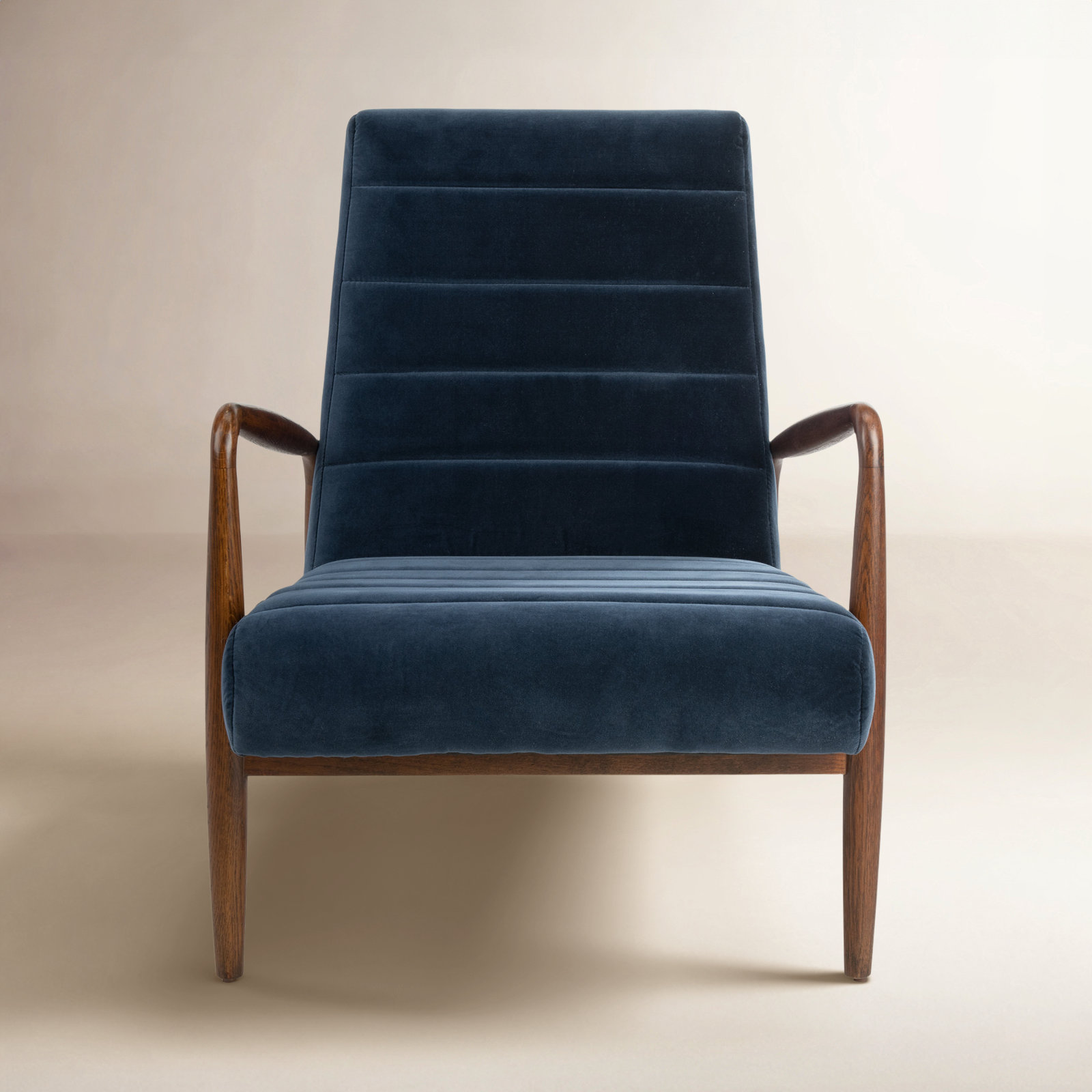 Barrow Oak Velvet Armchair, Navy Velvet