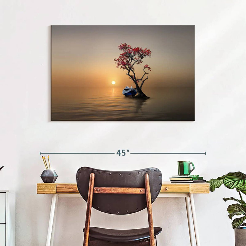 Mehar Tree Moored Boat, 26" H x 39" W