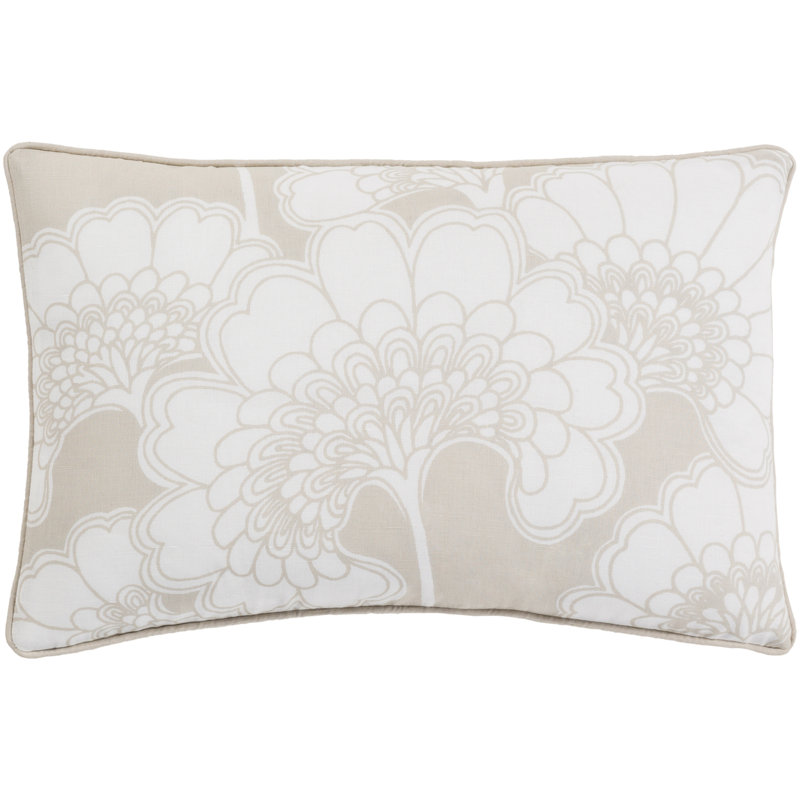 Coussin japonais à motif floral, Beige / Ivoire