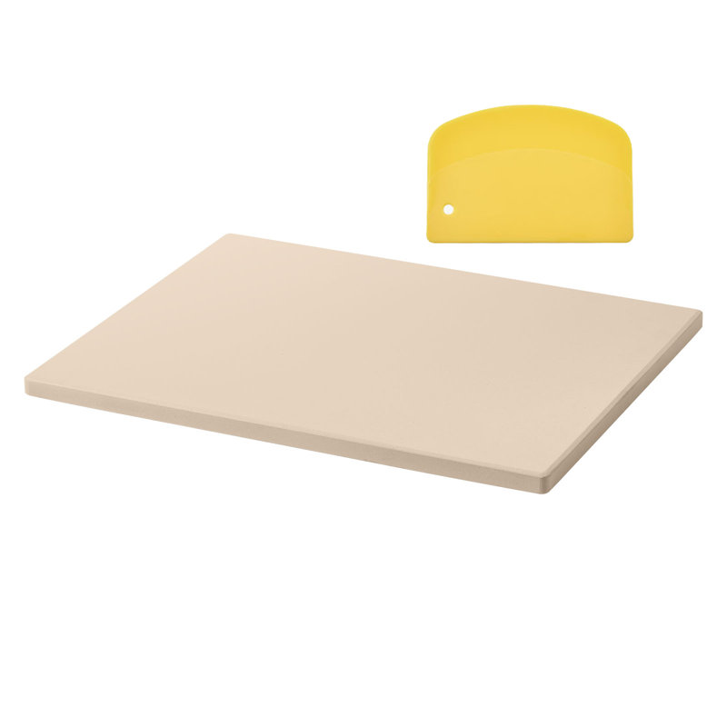 Pierre à pizza, pierre à pizza en cordiérite rectangulaire de 15 x 12 po, très grande pierre à cuisson avec grattoir, cordiérite épaisse résistante à la chaleur de 0,6 po, pour four de cuisine, pain de cuisson et pizzas, barbecue