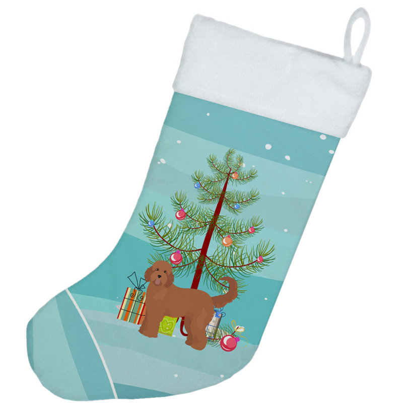 Chaussette de noël joyeux de noël, Goldendoodle brun