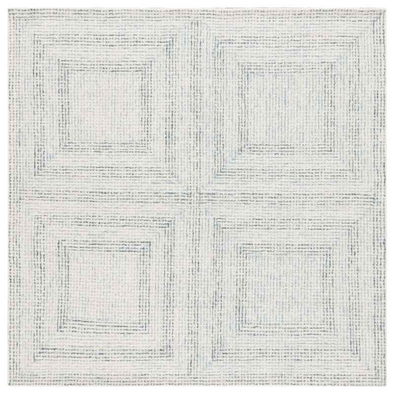 Fawaka Tufted Wool & Cotton Performance Geometric Rug, Square 6'