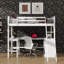 Lit simple mezzanine combiné avec bureau intégré et étagères