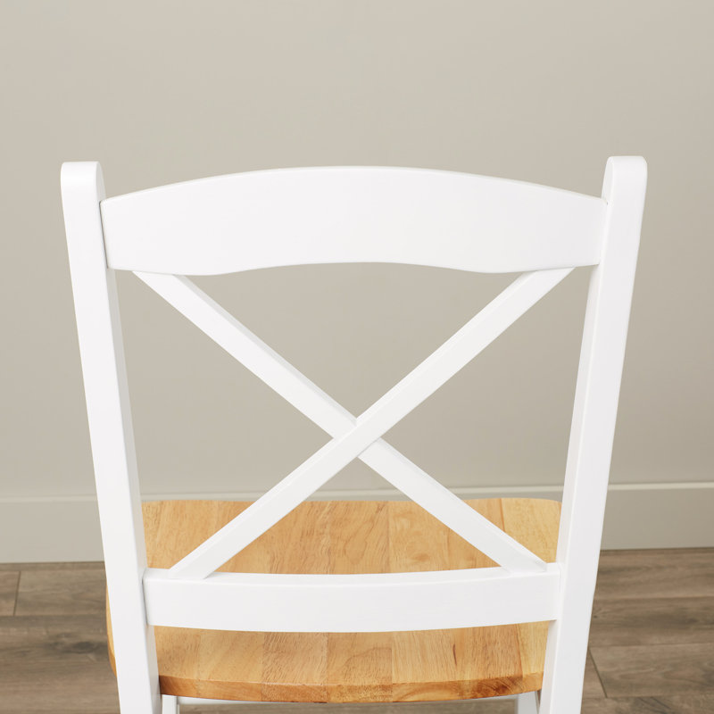Castellon Cross Back Side Chair, White/Natural