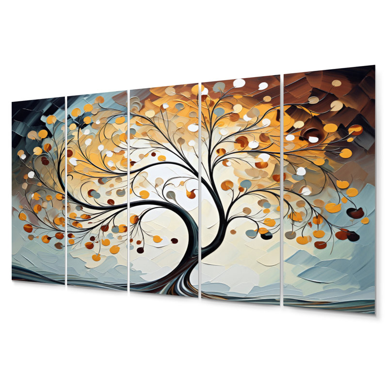 «Yellow Grey Majestic Canopies Tree», art mural en métal