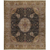 Hand-Knotted High-Quality Blue and Cream Area Rug