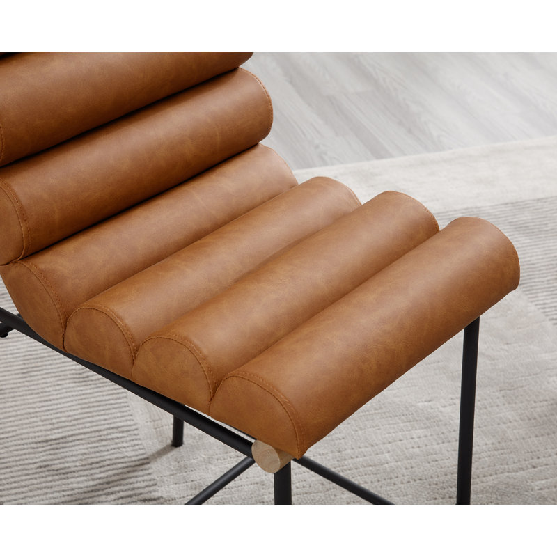 Mutsuo Upholstered Faux Leather Counter Stool with Metal Frame Chic Arm-less Counter Height Bar Stool for Coffee Bar/Kitchen Island