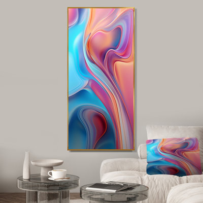 Toile transitionnelle rose et bleu I - art abstrait sur toile