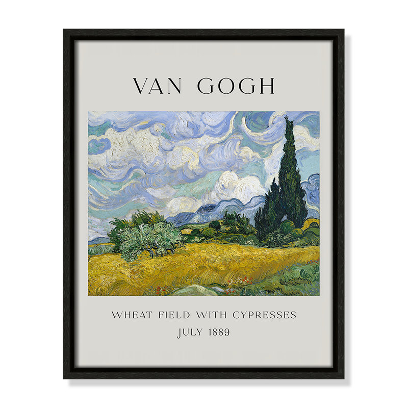 Collection «Old Fields with Cypresses» par Vincent Van Gogh, Cadre flottant espresso, Non, H 15,5 po x l 12,5 po x P 2 po