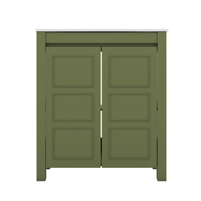 Meuble-lavabo rustique 30 po avec lavabo en céramique, portes à fermeture douce et tablette réglable