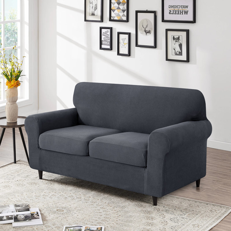 Housse pour causeuse à coussins carrés / rectangulaires Elastic, gris