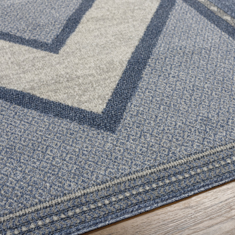 Bradli Rectangle Machine Woven Polypropylene Area Rug in Blue, Rectangle 7'10" x 10'