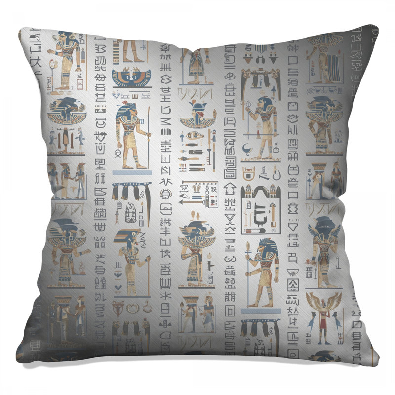 Coussins décoratifs égyptiens Hiéroglyphes égyptiens, 20 x 20 pouces