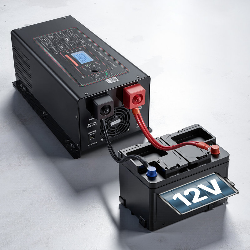 Chargeur onduleur à onde sinusoïdale pure, 3000W, onduleur DC 12V à AC 120V avec écran LCD, télécommande, basse fréquence, pour camping-car RV, compatible avec les batteries LiFePO4 et Lithium 12V