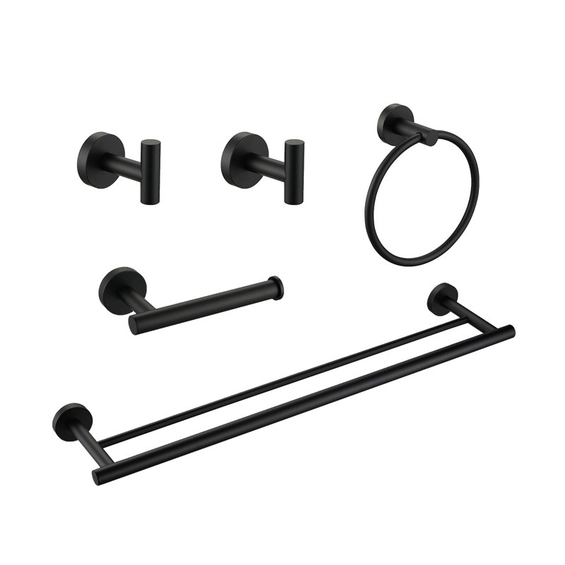 Ensemble de support à serviettes 5 pièces, Noir