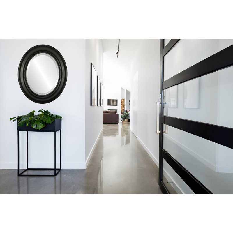 Witney Wood Flat Wall Mirror, Matte Black, 21" H x 17" W