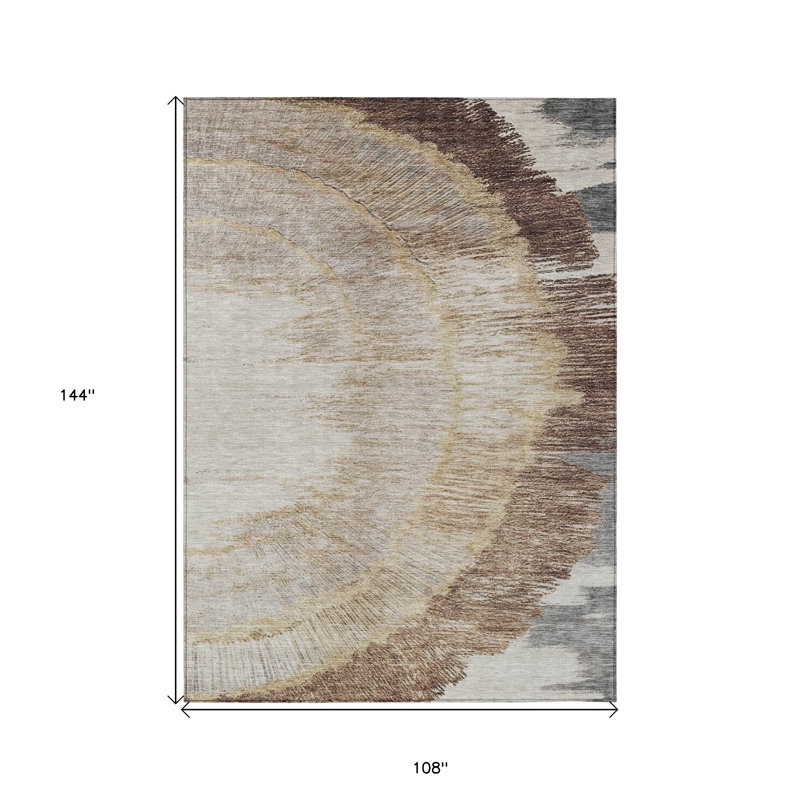 Tapis intérieur lavable abstrait beige et taupe 9 pi x 12 pi brun
