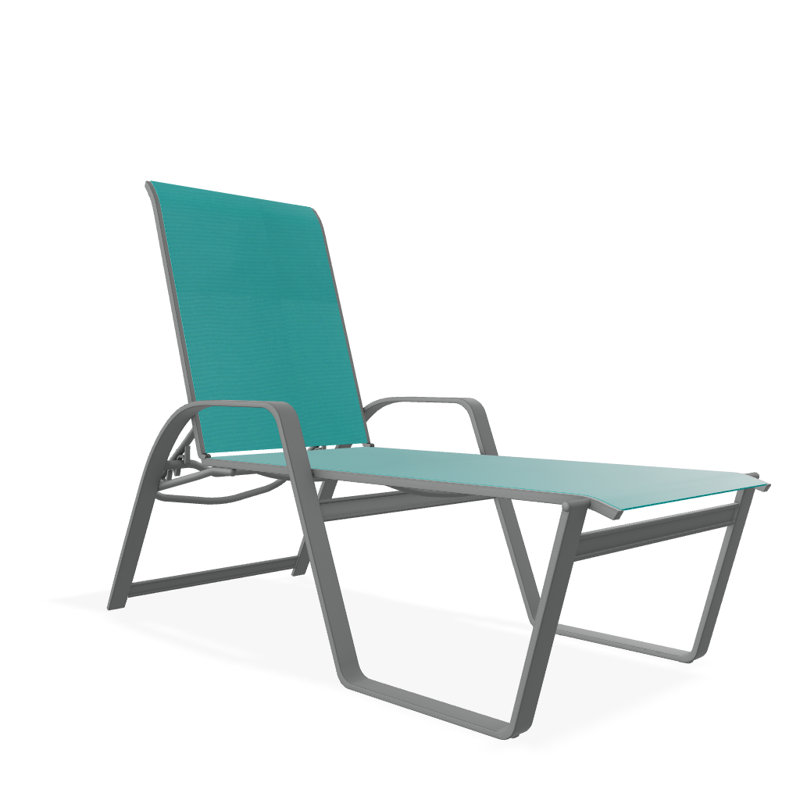 Chaise longue inclinable Holna, Graphite texturé, Aigue-marine