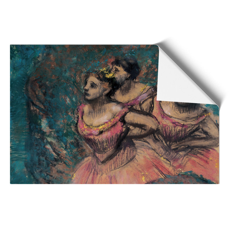 Three Ballet Ballerina Dancers In Pink by Edgar Degas - No Frame Painting, 30cm H x 42cm W x 0.1cm D