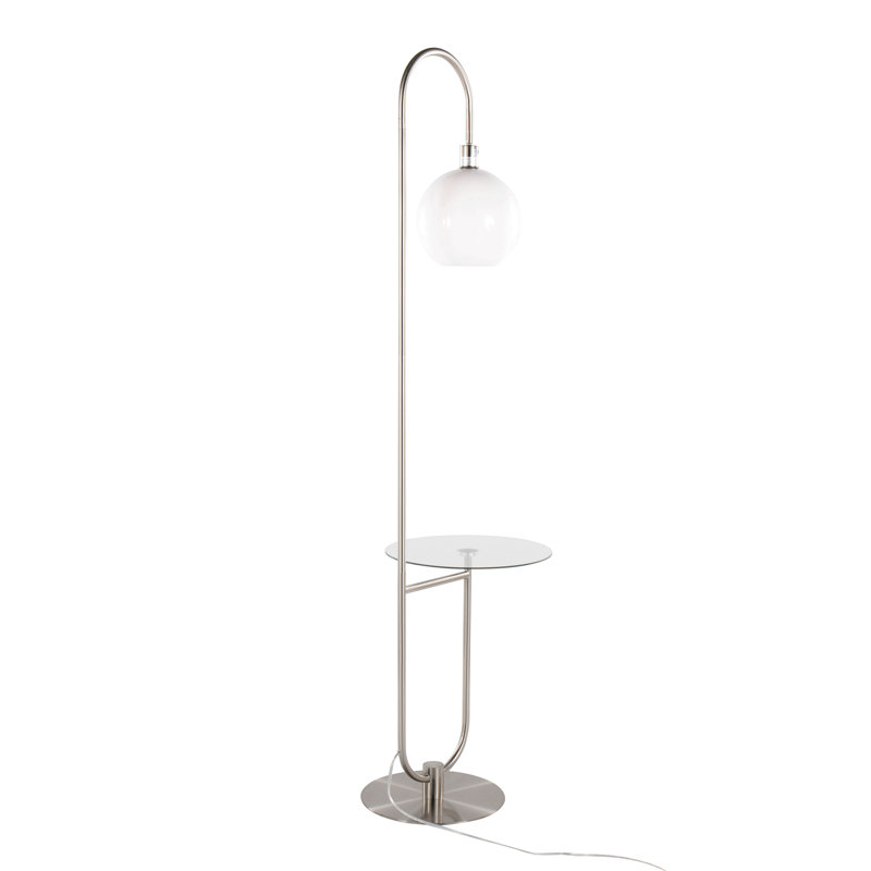 Trombone Contemporary/Glam Floor Lamp In Metal With Glass Shelf