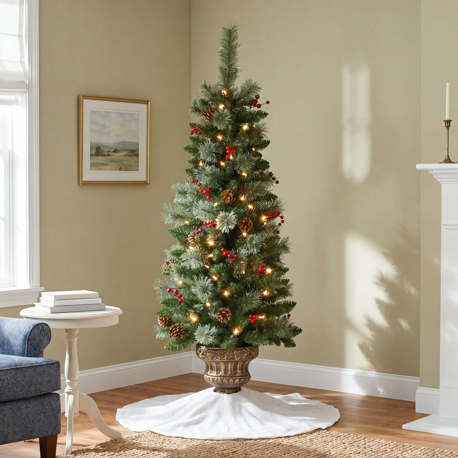 Hardesty Potted 4' Pre-Lit Spruce Christmas Tree