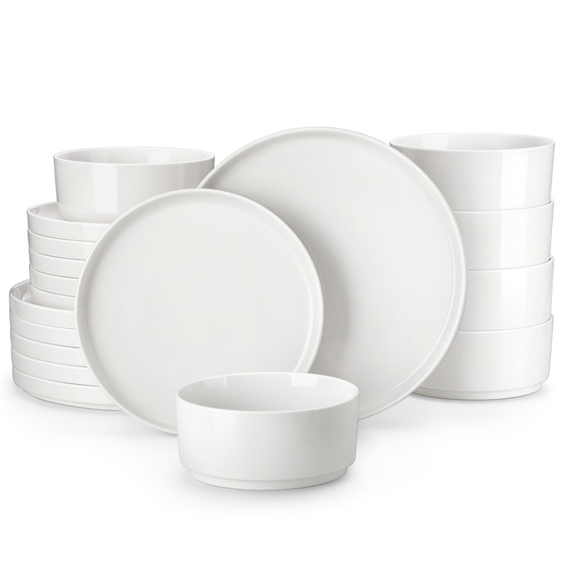 18 Piece Porcelain China Dinnerware Set - Service for 6 , White