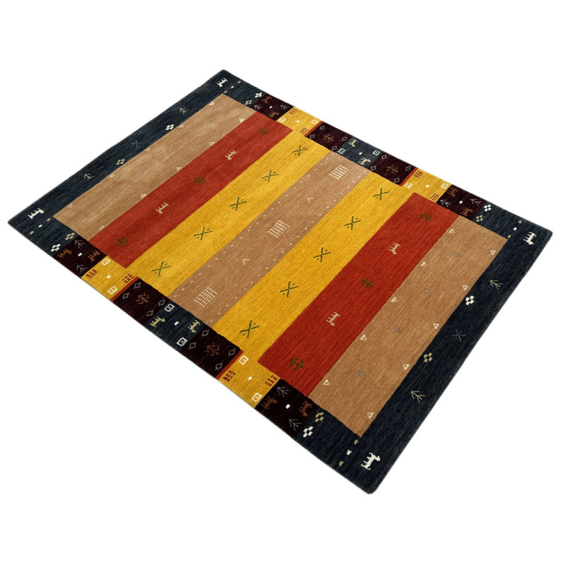 Finty Chequered Wool Hand Loomed 120cm X 180cm Area Rug
