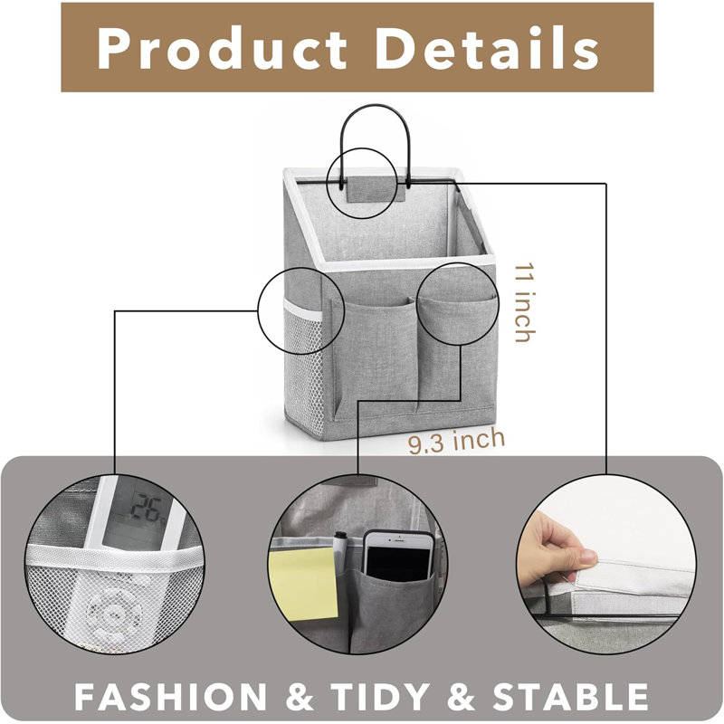 2Pcs Small Wall Hanging Baskets For Organizing, Wall Hanging Storage Bag As Over The Door Organizer, Wall File Organizer, Rv Storage And Organization. For Bedroom, Office, Camper (Gray)