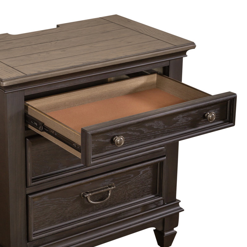 Colburn Nightstand w/ Charging Station, Dark Brown