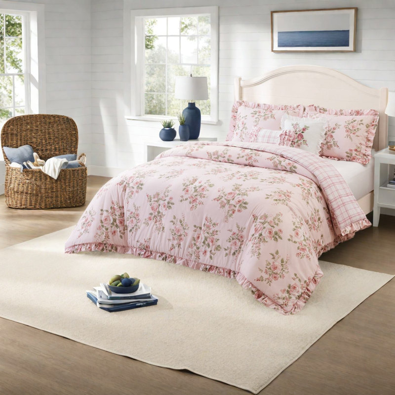 Ensembles de literie à motif floral, ensemble d'édredon simple / simple en microfibre de style champêtre