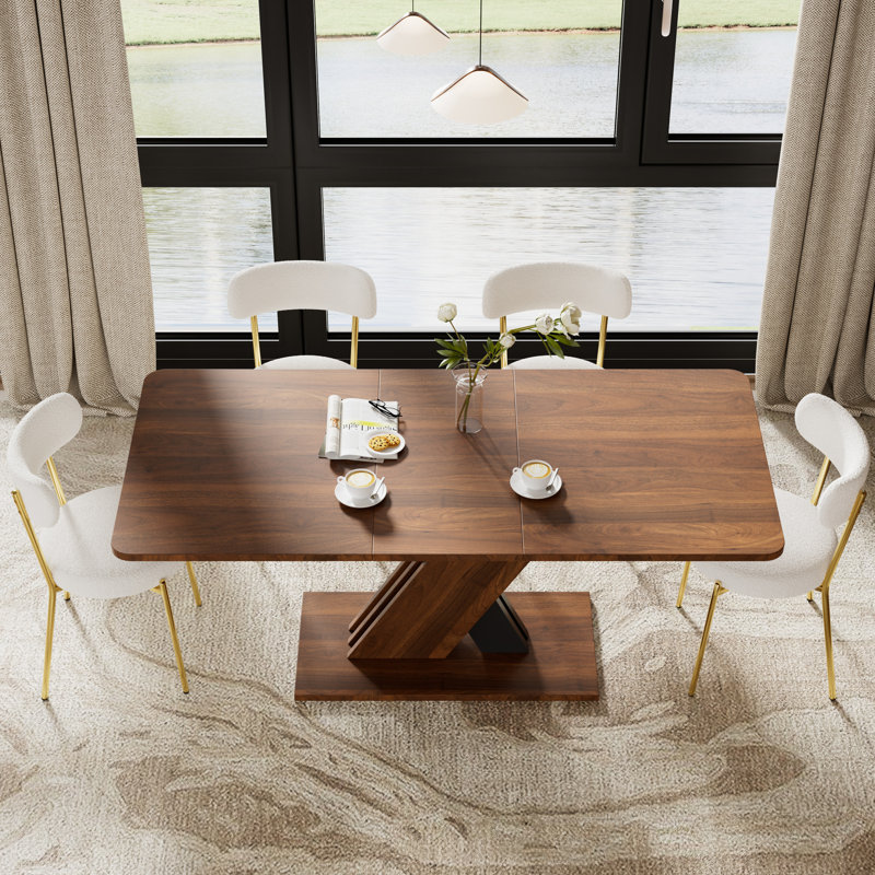 Ensemble de table de salle à manger 70,87 po Multifonctionnel, ensemble de salle à manger à piédestal extensible avec chaises