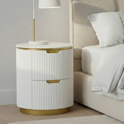 Round Modern Ribbed Nightstand