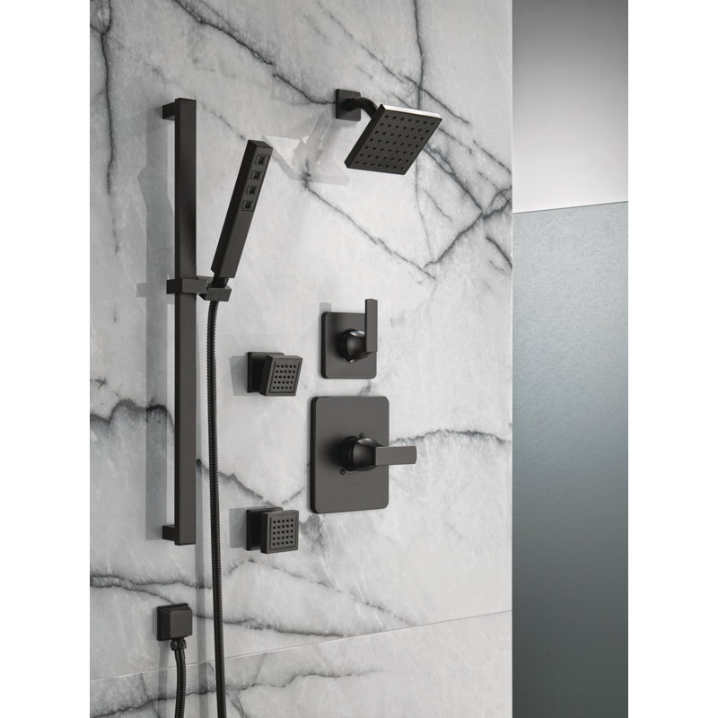 Ensemble de garniture de dérivation à 6 réglages Velum, ensemble de valve de dérivation, inverseur de douche, Noir mat
