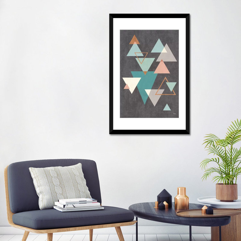«Abstract Geo II Black», impression sur toile, Papier beaux-arts encadré noir, Blanc, H 24 po x l 16 po x P 1 po