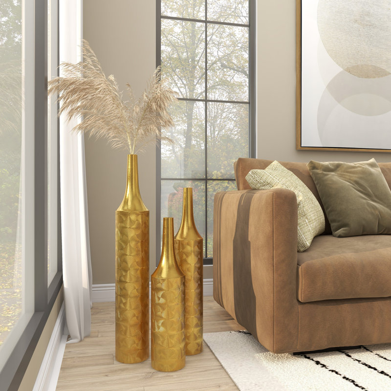 Ensemble de grands vases en métal Rison