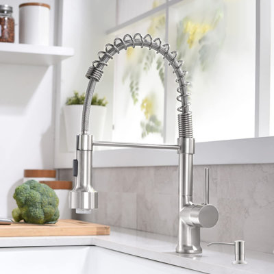 XWSI Pull Down Kitchen Faucet with and with Soap Dispenser