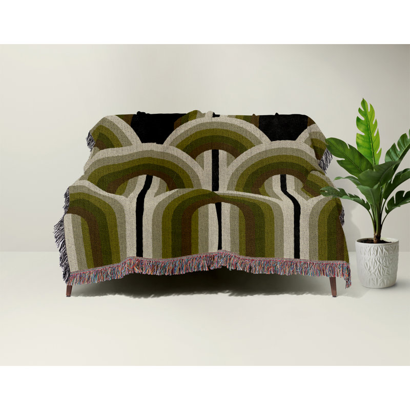 Jeté en mélange de coton Farni, L 80 po x l 60 po, Chartreuse