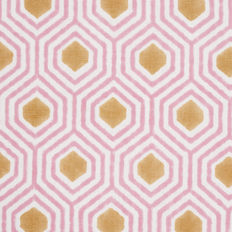 Tissu imprimé à la main Otis, Rose/or