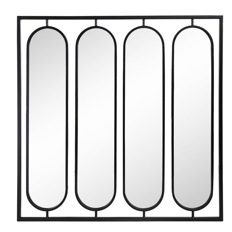 36 "X" noir à cadre carré avec quatre miroirs muraux ovales pour décorer le salon