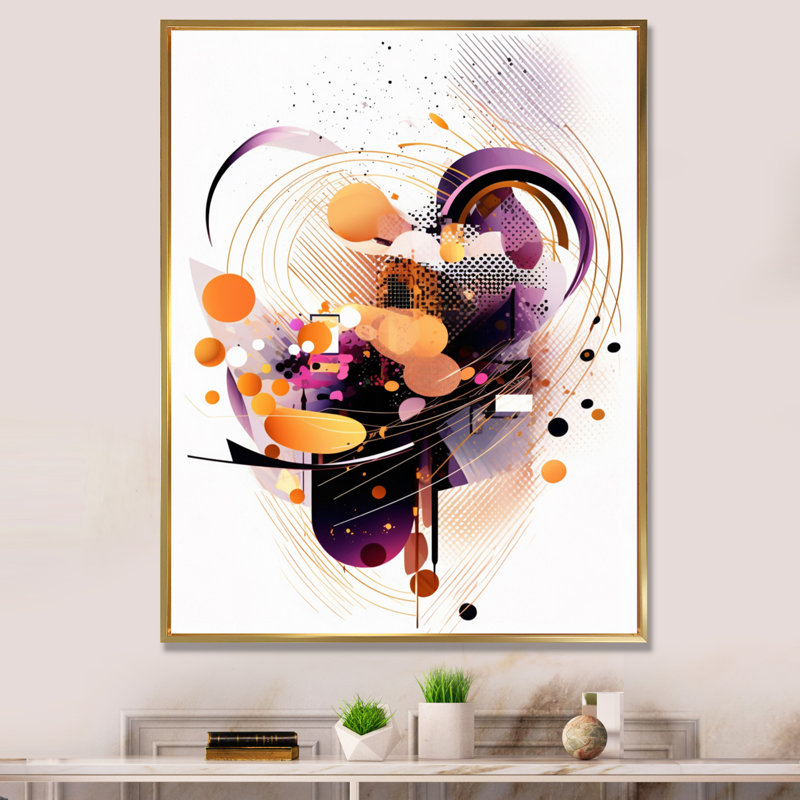 «Mauve et or» chuchotant «Abstractions V» sur toile, H 32 po x l 16 po x P 1 po, Cadre flottant doré