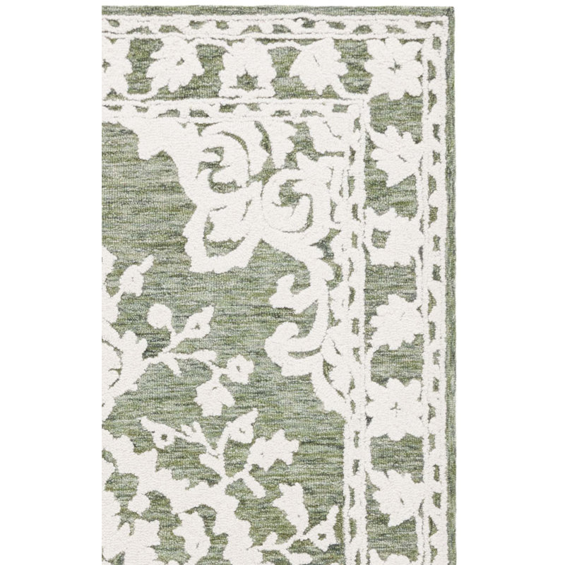 Marquee 505 Hand Tufted Wool; Cotton Oriental Rug in Green/Ivory, Rectangle 4' x 6'