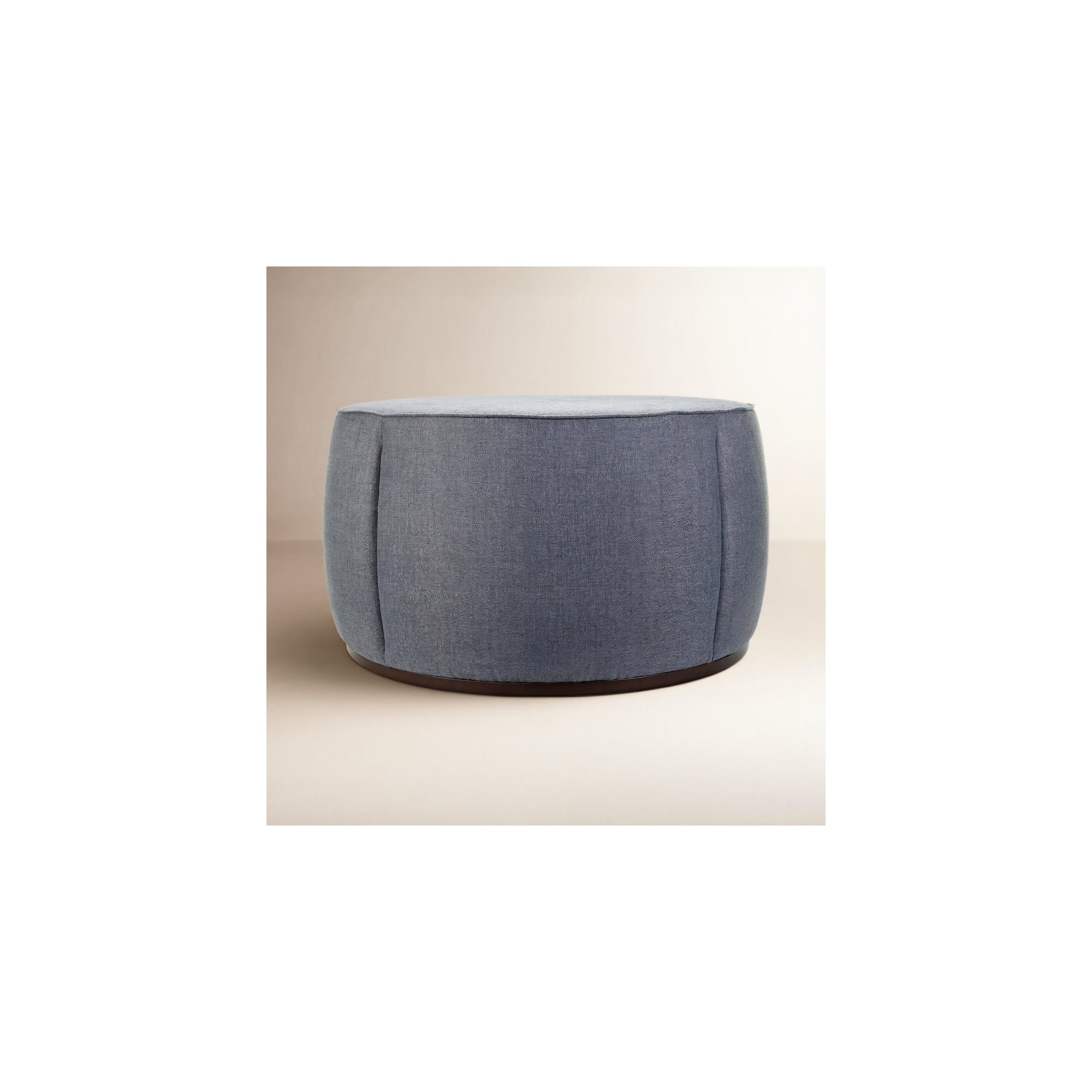 Alexandria 36" Round Ottoman, Gray Polyurethane/Polyester