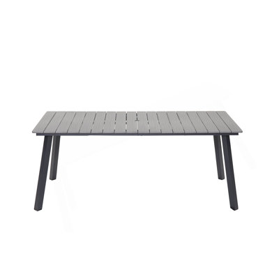 Outdoor Dining Table, Metal Frame & Plastic Wood Top, Foldable Patio Table For Garden, Backyard, Balcony