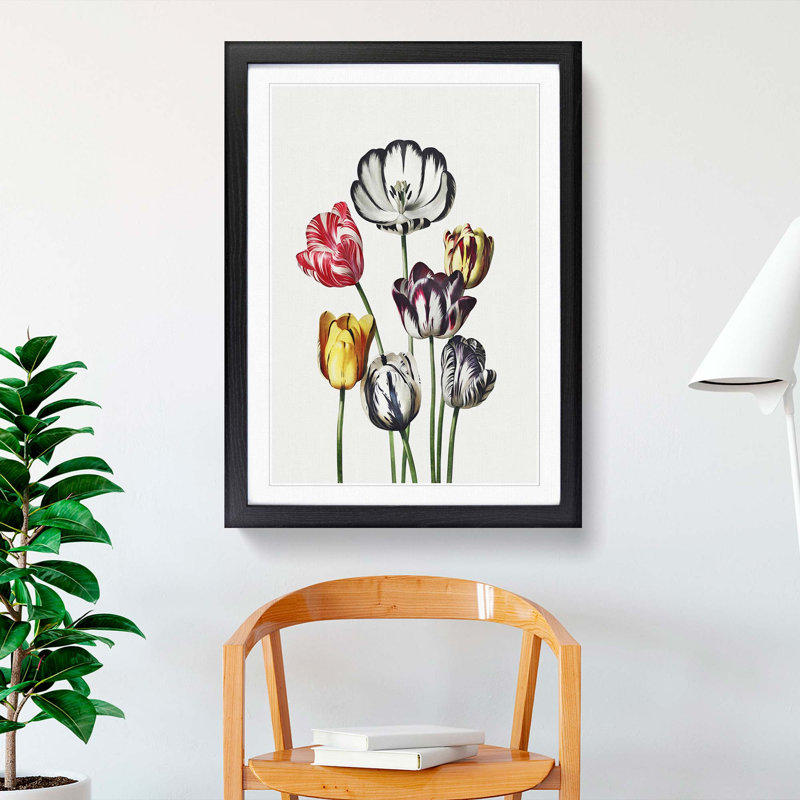 Tulips by R.J. Thornton - Picture Frame Painting Print, Black Framed, 48cm H x 36cm W x 2cm D