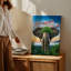 Reproduction d'art sur toile, "A Majestic Elephant S Head Emerges From a Vibrant Landscape"-1036405853