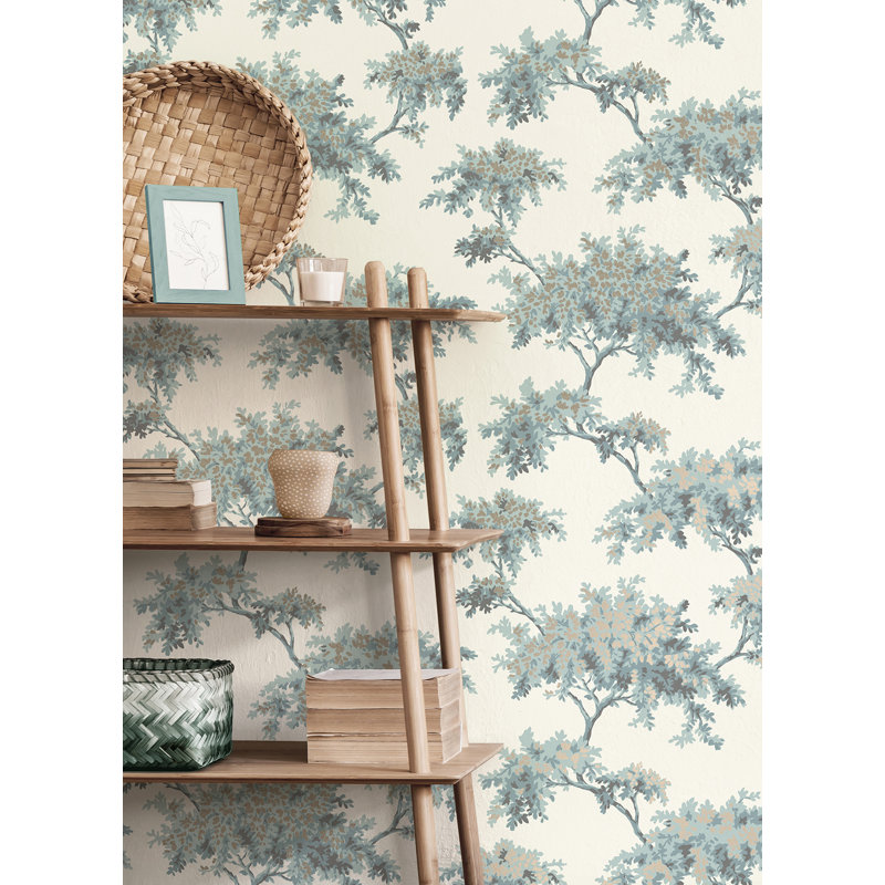 Rouleau de papier peint Bridgette Ashdown Tree L 33 pi x l 20,5 po, Bleu sarcelle
