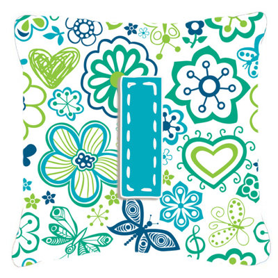 Coussin décoratif intérieur/extérieur bleu-vert bleu papillons letter