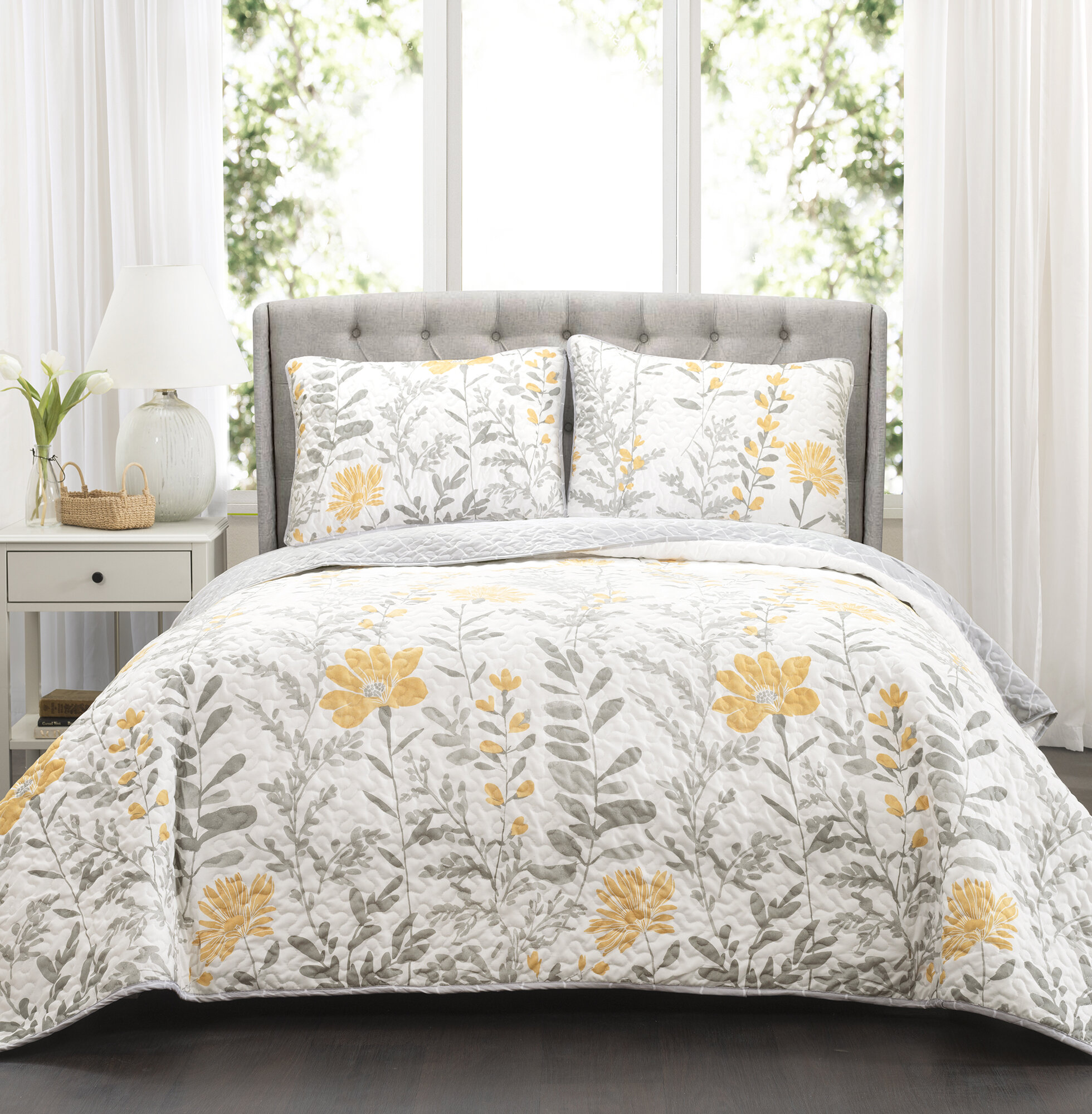 Lush Decor Aprile Microfiber Reversible Traditional 3 Piece Quilt Set ...