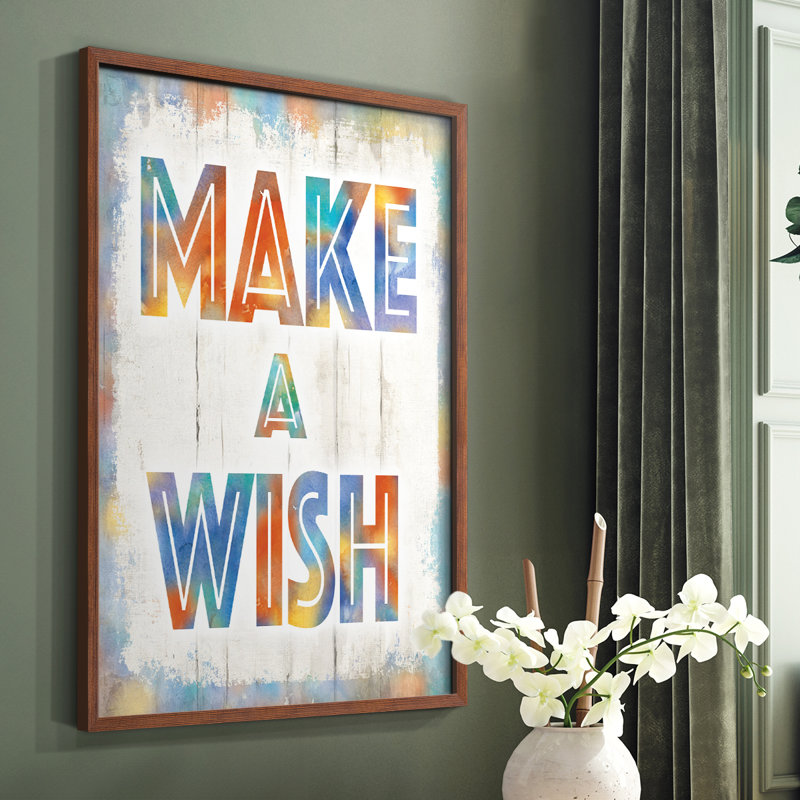 «Make A Wish», reproduction encadrée - bois massif, Brun, H 14 po x l 11 po