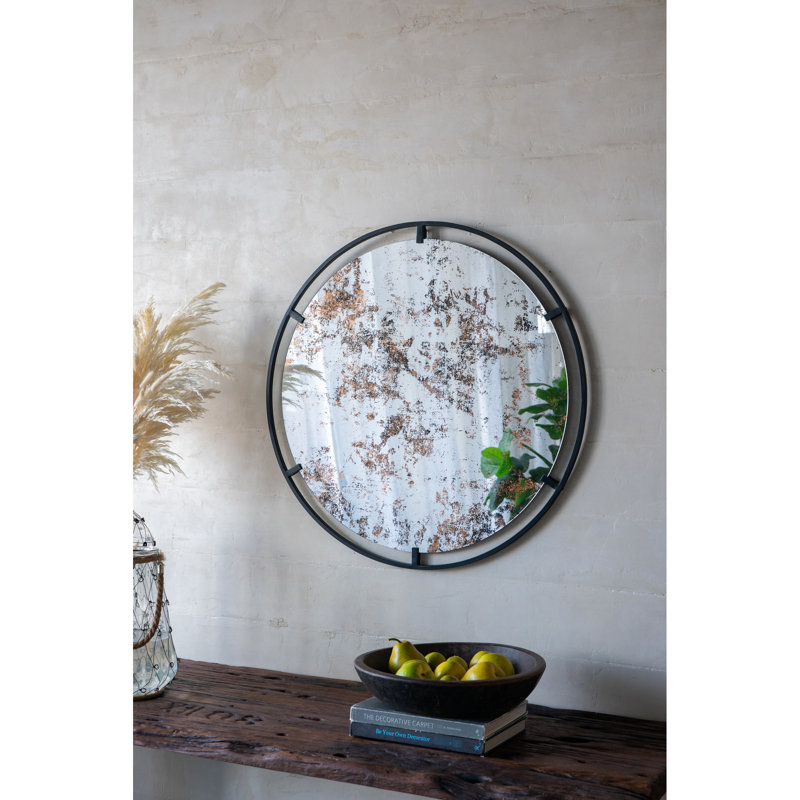 Miroir de décoration murale industriel antique avec cadre en métal